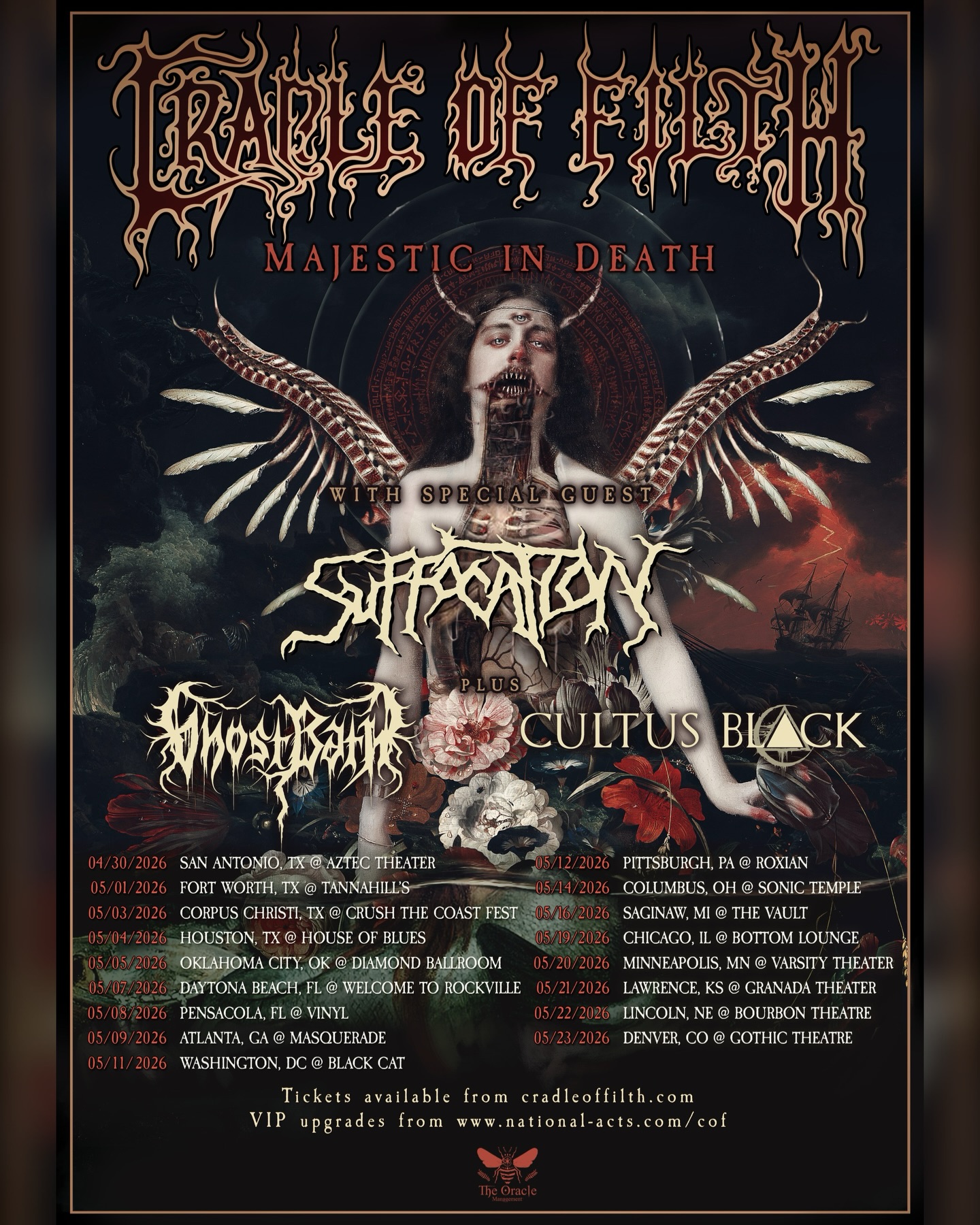 Cradle of Filth Majestic In Death Tour Poster 2026